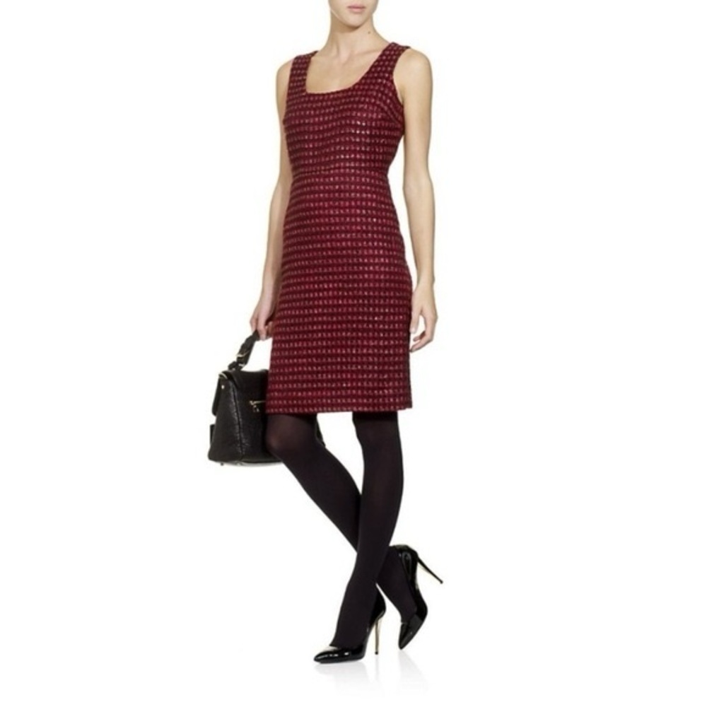 NWT Tory Burch Dark Plum Metallic Tweed Victory Dress Size 2
